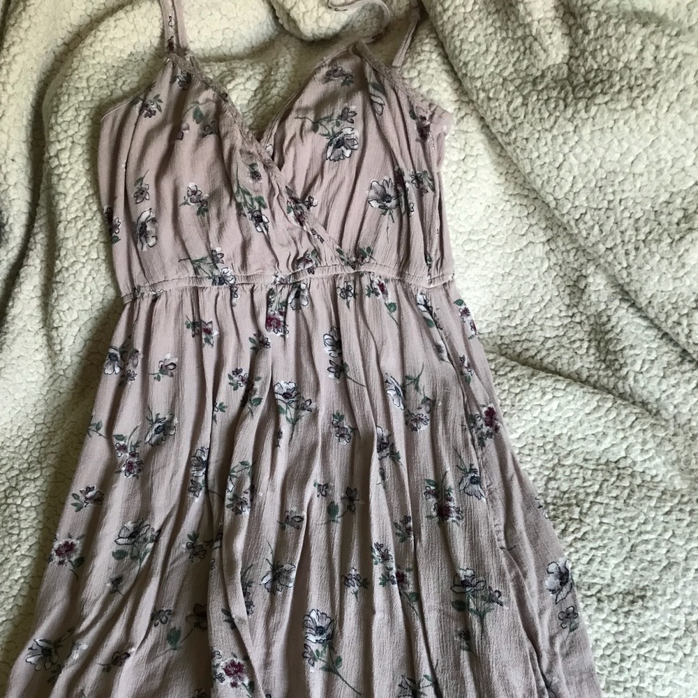 floral purple knee length dress